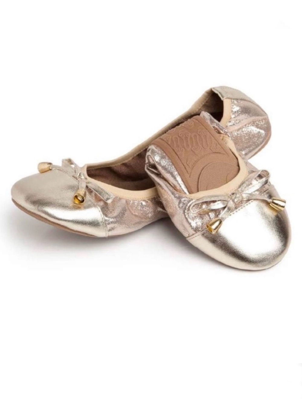 Talaria - Women’s Metallic Gold Foldable Ballet Flats Size 12